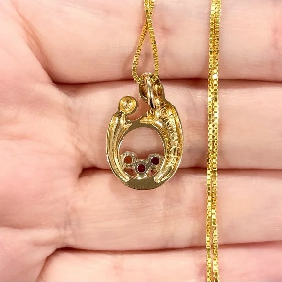 14K Kaynar three stone amethyst Ruby citrine vintage yellow gold open pendant - Picture 8 of 10